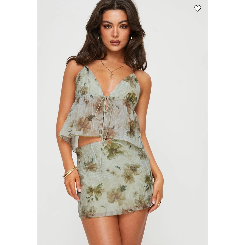 Princess Polly Mauro Set Womens Size 4 Green Multi NWT Floral Halter Mini Skirt